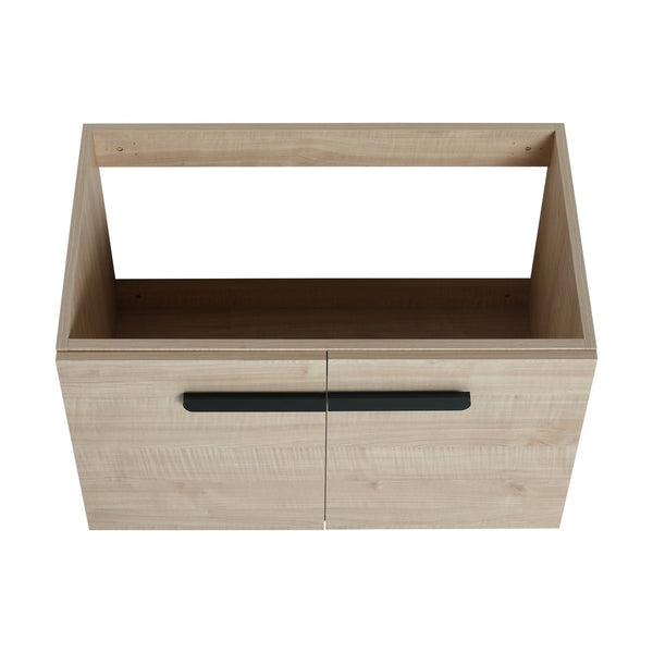English Elm 30 Inch Floating Vanity Cabinet with Resin Sink, Soft-Close Doors, Spacious Storage for Small Baths W999P195824