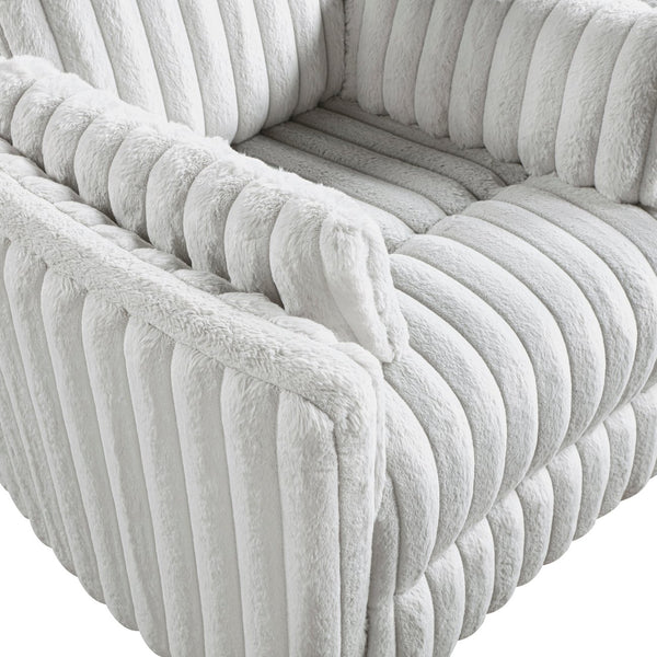 English Elm Luxurious Corduroy Swivel Glider Recliner Chair Gray — Plush Pull-Handle Reclining Comfort, Modern Upholstery B011P396178