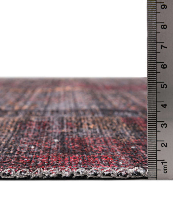 Unique Loom Mangata Melissa Machine Made Border Rug Red and Black, Orange/Ivory/Gray 2' 7" x 13' 1"