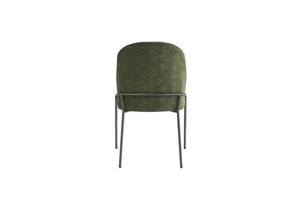 English Elm Modern Curved High Back Dining Chairs with Bronze Iron Frame Linen Upholstery Set of 2 N762P288935F