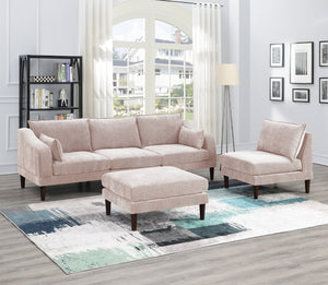 English Elm Beautiful 5-Piece Modular Sectional Set In Blush Pink - Versatile Comfort & Stylish Design For Living Rooms B011S01577-GIGA