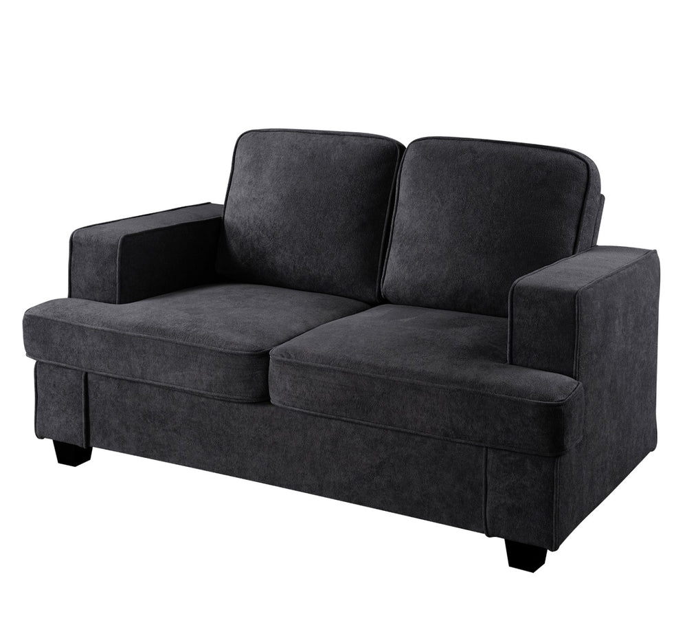 English Elm Modern Velvet Loveseat with Deep Seating and High-Density Foam, Loose Back Cushions, Wide Arms, Stylish Living Sofa for Home 93 Black B2735P292319