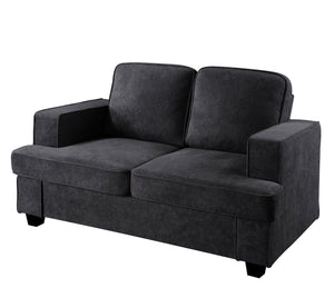English Elm Modern Velvet Loveseat with Deep Seating and High-Density Foam, Loose Back Cushions, Wide Arms, Stylish Living Sofa for Home 93 Black B2735P292319