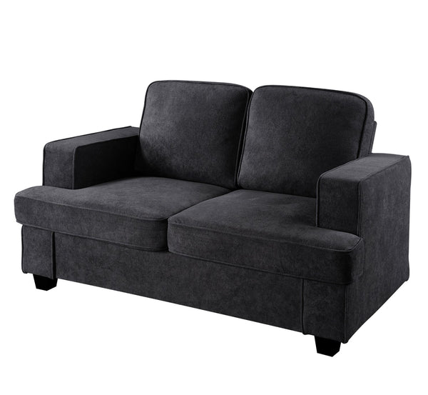 English Elm Modern Velvet Loveseat with Deep Seating and High-Density Foam, Loose Back Cushions, Wide Arms, Stylish Living Sofa for Home 93 Black B2735P292319
