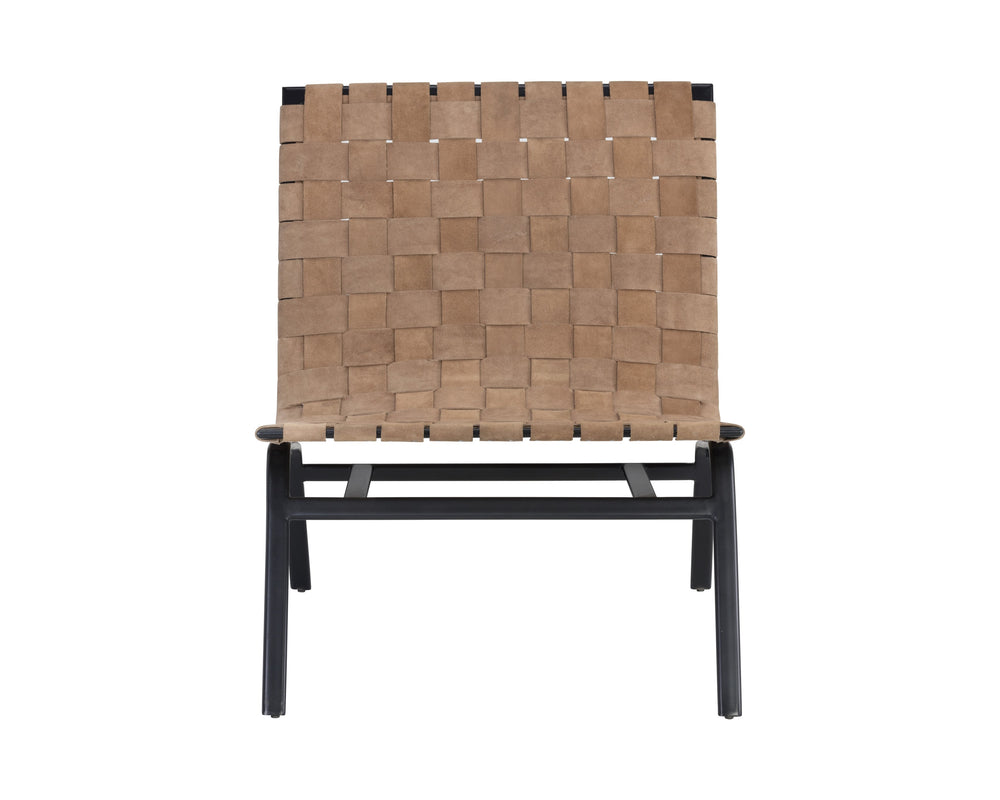 Sunpan Omari Lounge Chair - Handcrafted Light Tan Suede & Black Iron Frame for Unique Style & Comfort