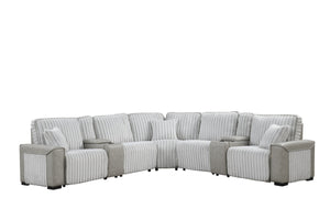 English Elm Ramona Luxurious Corduroy Power Reclining Sectional with Wireless Charging, Hidden Tray & Cupholders B009S02106
