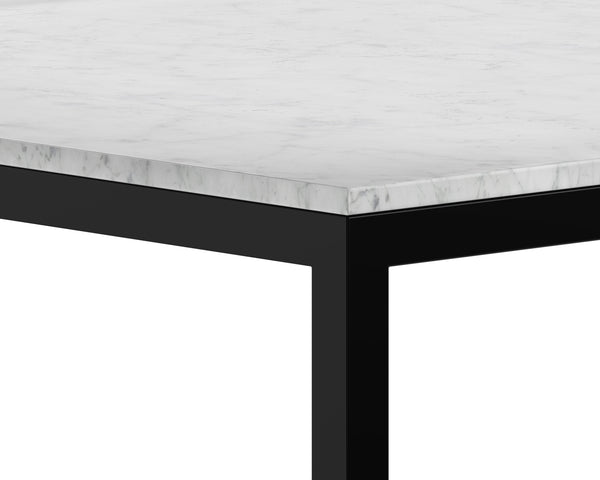 Sunpan Abel Counter Table - Contemporary Design with Stunning White Marble Top for Modern Interiors Black