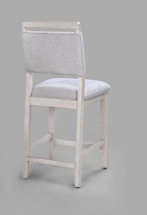 English Elm 5pc Counter Height Dining Set with Round Weathered Table and Plush High-Back Upholstered Chairs for Stylish Comfort and Everyday Entertaining Gray 51 L x 51 W x 6.25 H B011S01911