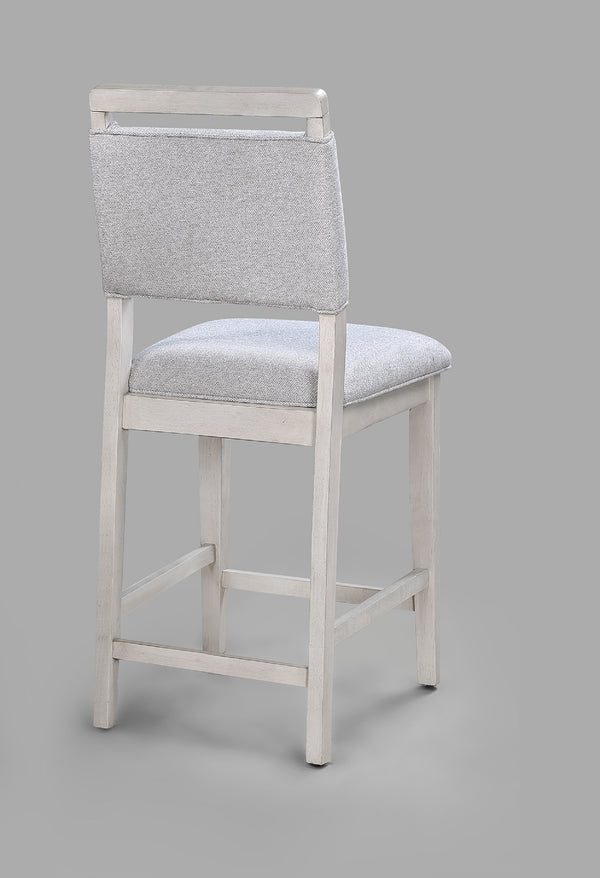 English Elm 5pc Counter Height Dining Set with Round Weathered Table and Plush High-Back Upholstered Chairs for Stylish Comfort and Everyday Entertaining Gray 51 L x 51 W x 6.25 H B011S01911