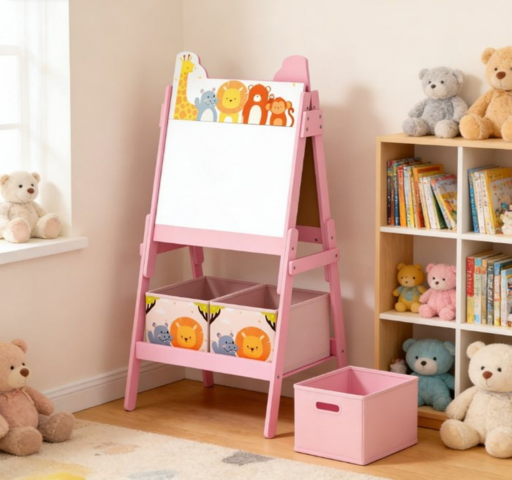 English Elm Kids Double Sided Art Easel Chalkboard Whiteboard with Storage Boxes for Young Artists T3971P440668