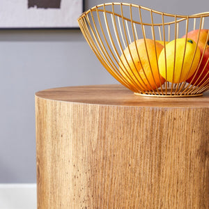 English Elm The Stylish Cylindrical Table - Versatile Coffee Table, Dining Surface, Or Compact Workbench Design W1151P200298-GIGA