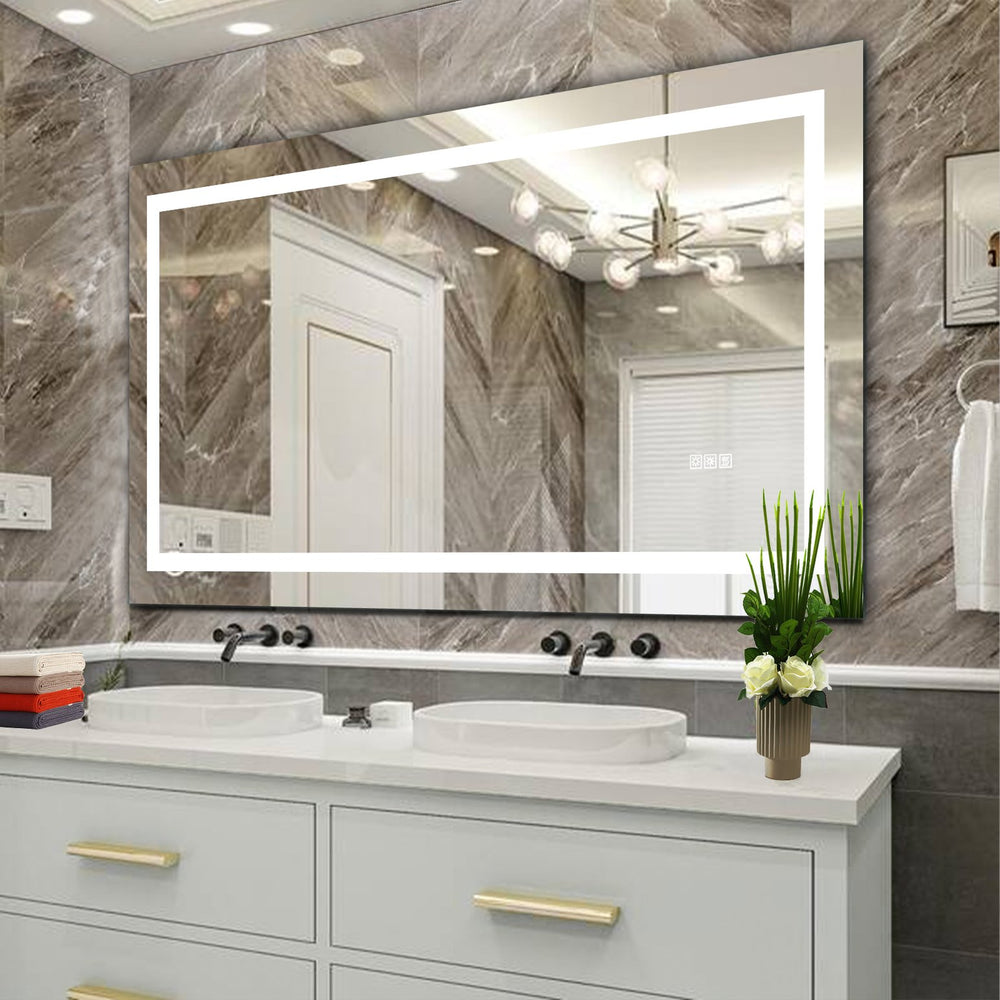 English Elm 60" LED Bathroom Mirror 60" x 32" Frameless Lighted Wall Mirror with Anti-Fog Touch Sensor, Dimmable Color Temps and Shatterproof Glass W2312P368817