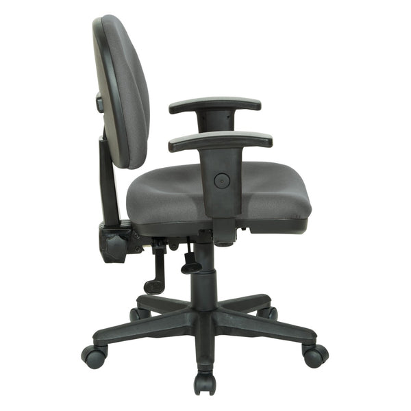 OSP Home Furnishings Sculptured Ergonomic Office Chair with Lumbar Support and Adjustable Arms for Long Days Grey 8180-226