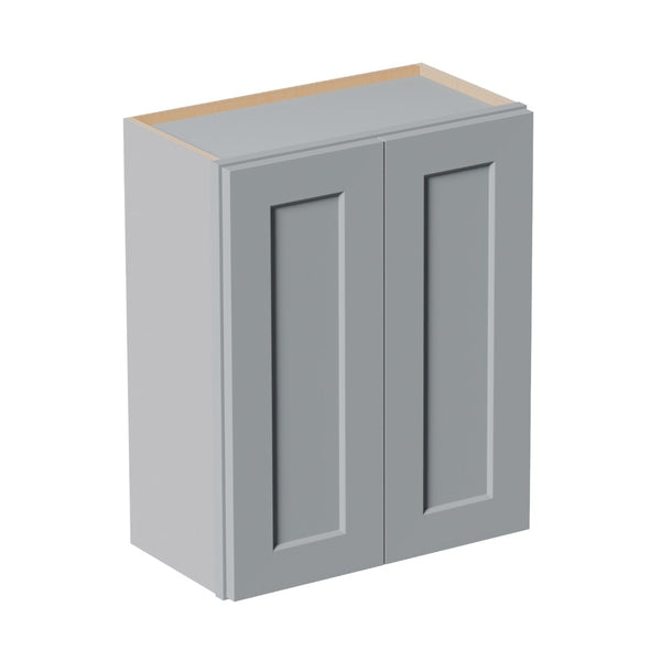 English Elm Gray Shaker Wall Cabinet Solid Wood Double Door Soft Close Kitchen Bath Storage Gray W5662P465943