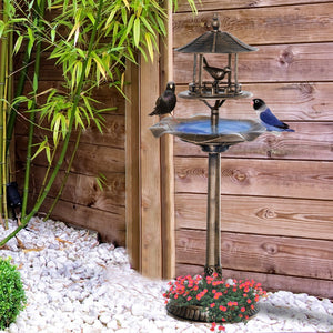 English Elm Outsunny 3-In-1 Vintage Garden Bird Bath, Feeder & Planter - Elegant Antique Design For Bird Lovers W2225P217962-GIGA