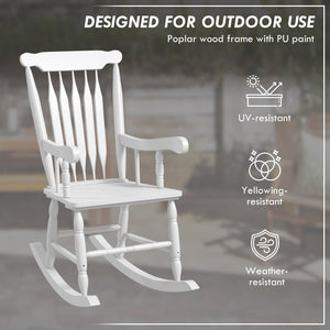 English Elm Outsunny Outdoor Wood Rocking Chair - 350 Lbs Capacity, High Back Comfort For Patio, Garden, Balcony W2225P174349-GIGA