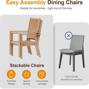 English Elm Set of 2 Outdoor Aluminum Dining Chairs Wood-grain Finish with Waterproof Cushions Gray+ Khaki B082P455185