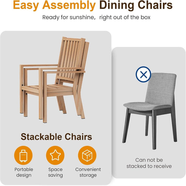 English Elm Set of 2 Outdoor Aluminum Dining Chairs Wood-grain Finish with Waterproof Cushions Gray+ Khaki B082P455185