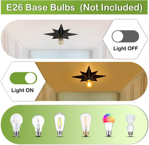 English Elm Flush Rattan 3-Light Semi Flush Mount Ceiling Light Fixture – Handwoven Eco Boho Farmhouse Chic Ambient Black W2738P185414