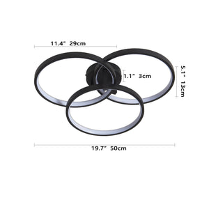 English Elm 20" Modern Black LED Ceiling Light — 3-Ring Flush Mount, Energy-Saving, Sleek Durable Design for Living Room W1340P253585