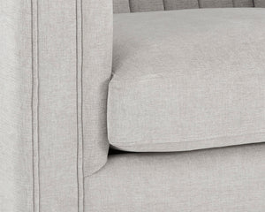 Sunpan Caitlin Armchair - Modern Channel Tufted Design in Hemingway Silver with Antique Brass Feet, Stylish!