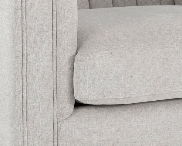 Sunpan Caitlin Armchair - Modern Channel Tufted Design in Hemingway Silver with Antique Brass Feet, Stylish!