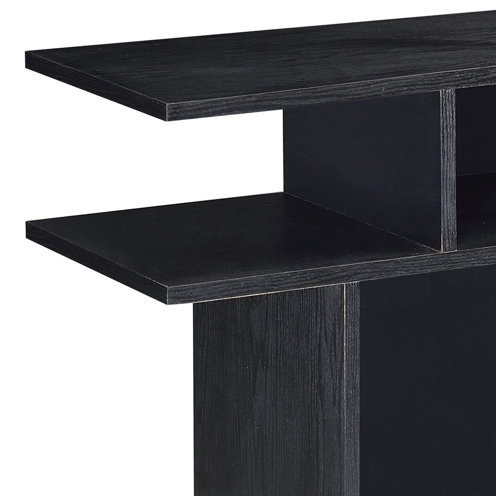 English Elm Black 2-shelf Sofa Table with Spacious Top and Open Storage Shelves, Contemporary Black Console B062P186477
