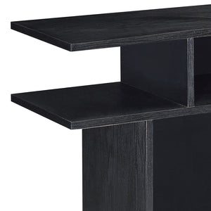 English Elm Black 2-shelf Sofa Table with Spacious Top and Open Storage Shelves, Contemporary Black Console B062P186477