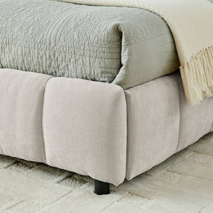 English Elm California King Platform Bed Chenille Upholstered Frame with Storage Drawers Modern Beige W487S00422