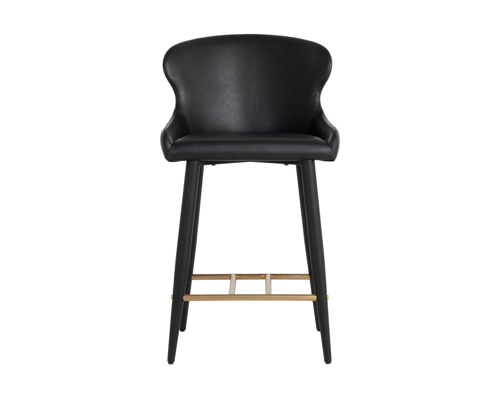 Sunpan Evora Counter Stool - Sleek Minimal Design With Faux Leather Comfort And Stylish Metal Legs Black Faux Leather 112211