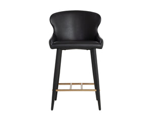 Sunpan Evora Counter Stool - Sleek Minimal Design With Faux Leather Comfort And Stylish Metal Legs Black Faux Leather 112211