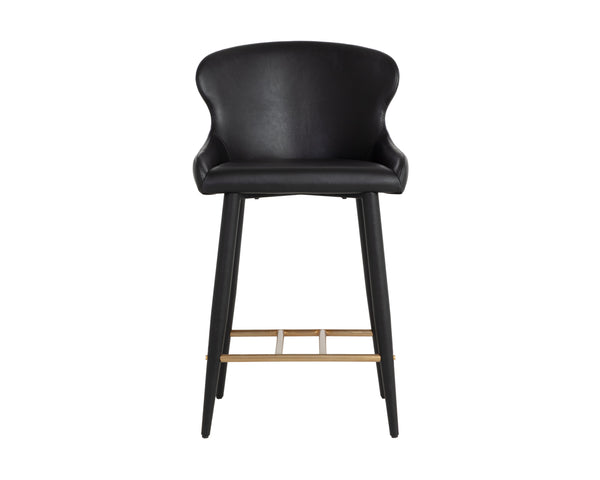 Sunpan Evora Counter Stool - Sleek Minimal Design With Faux Leather Comfort And Stylish Metal Legs Black Faux Leather 112211
