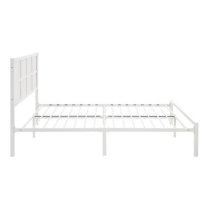 English Elm 1pc Eastern King Platform Bed White Metal Faux Cane Headboard Coastal Bedroom B011P214038