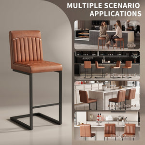 English Elm Faux Leather Counter Stools Set of Two Ergonomic Curved Back Metal Frame Kitchen Seating W5096P400642