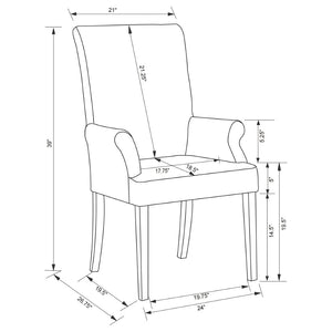 English Elm Draper Striped Polyester Dining Arm Chair with Matte Black Rubberwood Frame Modern B062P441430