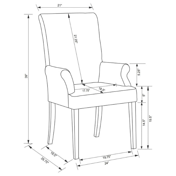 English Elm Draper Striped Polyester Dining Arm Chair with Matte Black Rubberwood Frame Modern B062P441430