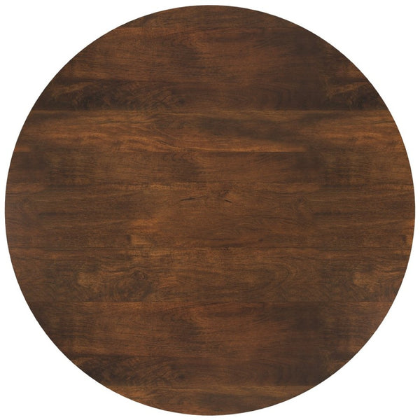 English Elm Rayburn Round Solid Mango Wood Cocktail Table with Matte Black Legs for Living Room Walnut Brown B136P429099