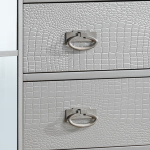 English Elm Elegant Champagne Contemporary Storage Chest 58"H x 32"W x 21"D – No Assembly, Durable Particle Board, Chic Silver Finish Ideal for Modern Home Organization and Décor B078108440