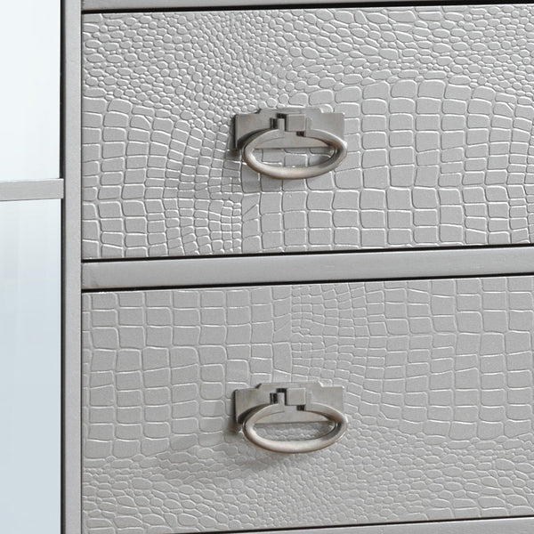 English Elm Elegant Champagne Contemporary Storage Chest 58"H x 32"W x 21"D – No Assembly, Durable Particle Board, Chic Silver Finish Ideal for Modern Home Organization and Décor B078108440