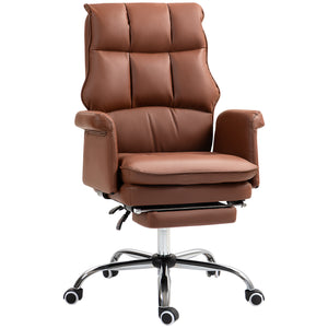 English Elm Homcom Ergonomic Executive Office Chair With Footrest, Pu Leather, Adjustable Recline & Swivel Design W2225P250009