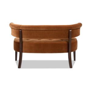 English Elm Jennifer Taylor Home - Jared Mid-Century Tufted Bench Settee in Performance Velvet — Kiln-Dried Frame, Plush Supportive Seating Burnt Orange B2719P355286