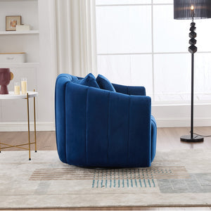 English Elm 40.1"w Velvet Swivel Barrel Chair Oversized Channel Tufted Accent Seat with Pillows W3118S00027