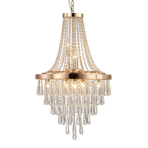 English Elm 20" Modern Crystal Pendant Chandelier Golden Finish – 11-Light K9 Tiered Hanging Fixture for Dining Room W2312P389943