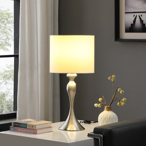 English Elm 24.5" Bailey Brushed Silver Modern Table Lamp – Elegant Candlestick Design With Off-White Shade B072P222432