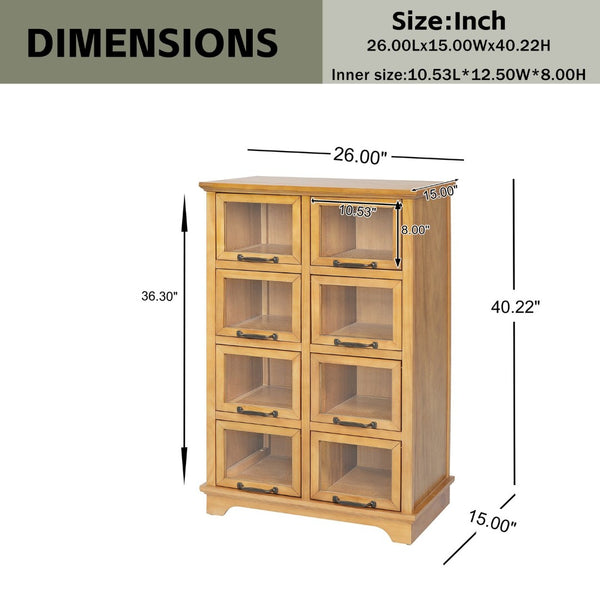English Elm Modern Glass Front Display Cabinet Solid Wood Frame Antique Bronze Pulls Farmhouse N758P412512N
