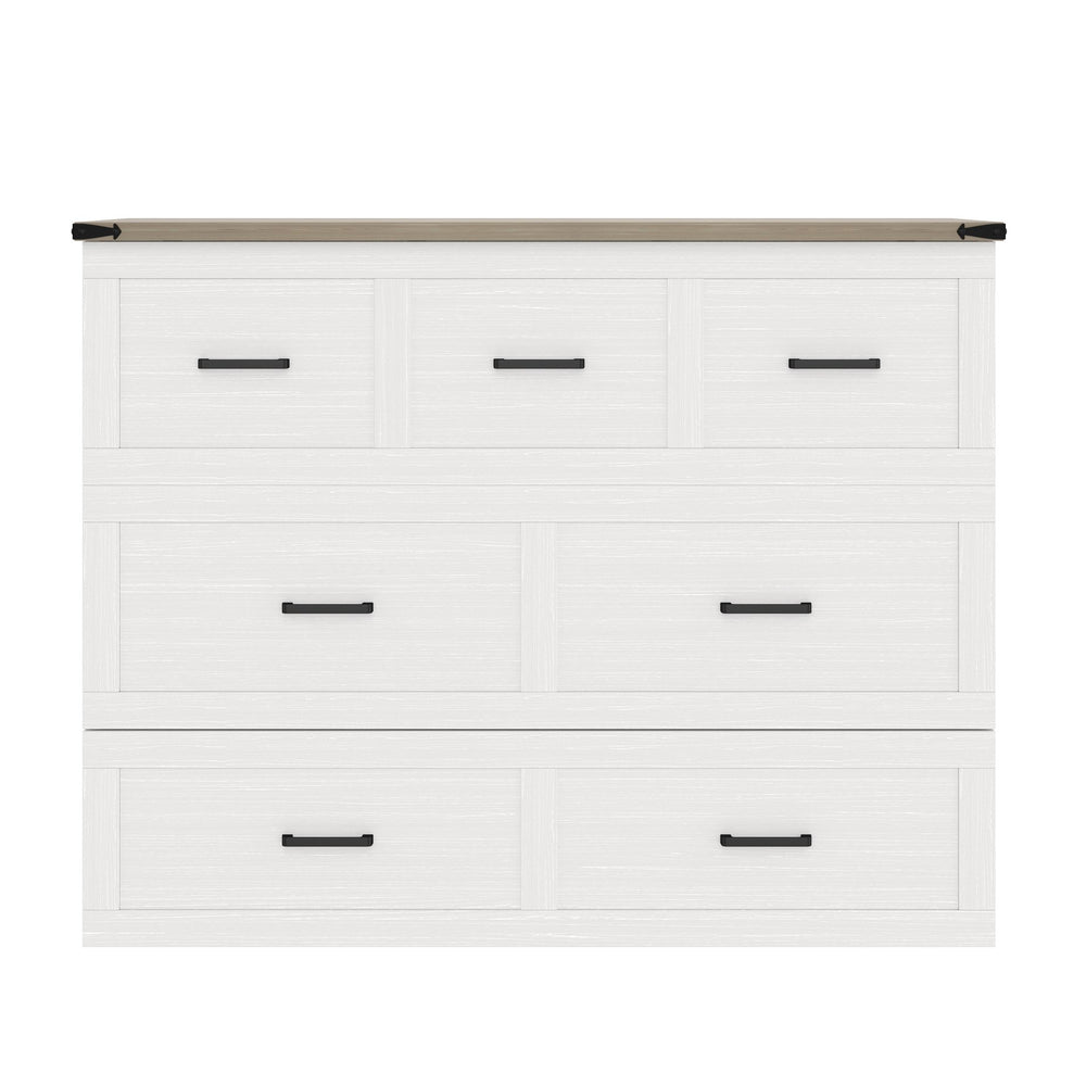 English Elm Murphy Full-Size Cabinet Bed with Built-In Charging Station, Storage Drawer & 700lb Capacity Comfort White 52.5 L x 26 W x 5.5 H N733S293995W