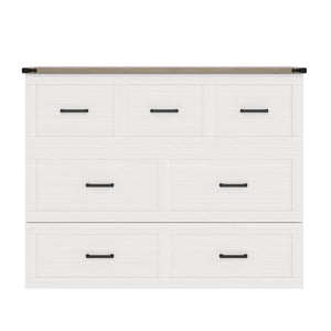 English Elm Murphy Full-Size Cabinet Bed with Built-In Charging Station, Storage Drawer & 700lb Capacity Comfort White 52.5 L x 26 W x 5.5 H N733S293995W