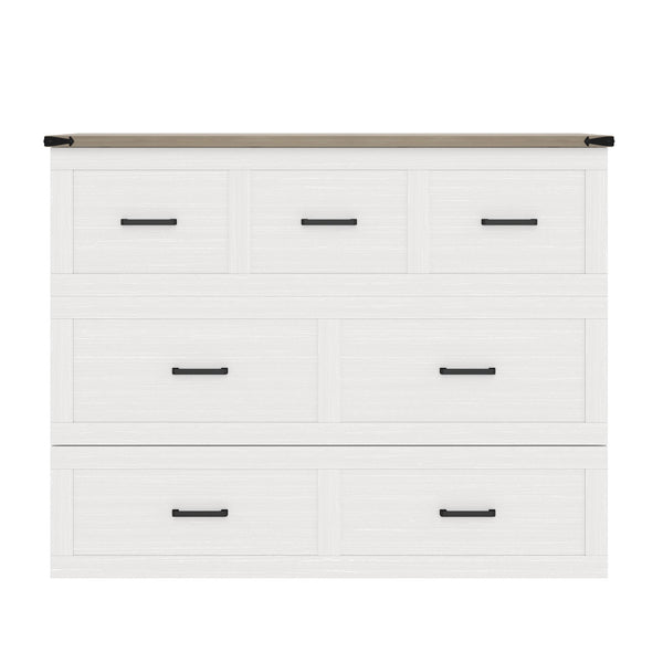 English Elm Murphy Full-Size Cabinet Bed with Built-In Charging Station, Storage Drawer & 700lb Capacity Comfort White 52.5 L x 26 W x 5.5 H N733S293995W