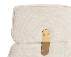 Sunpan Kalev Office Chair - Elegant Chacha Cream Upholstery with Gold Accents & Stainless Steel Base