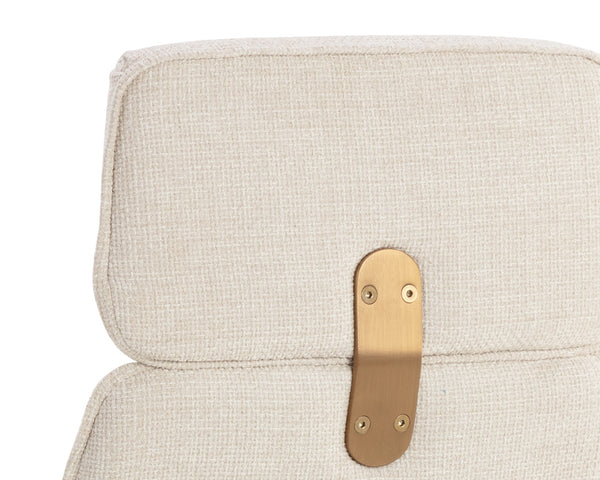 Sunpan Kalev Office Chair - Elegant Chacha Cream Upholstery with Gold Accents & Stainless Steel Base